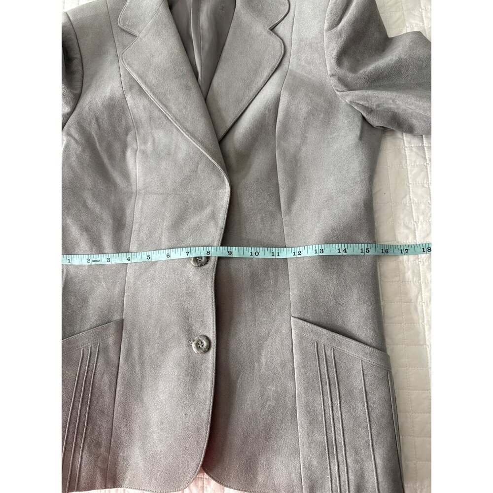 Vintage Yves St Simon Grey Suede Leather Skirt Suit  Two-Piece - Picture 13 of 16